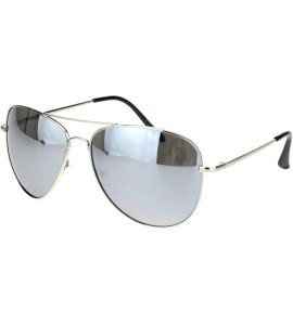 Aviator Mens Color Mirror Classic Pilots Metal Rim Officer Style Sunglasses - Silver Mirror - C318L94GY7O $18.22