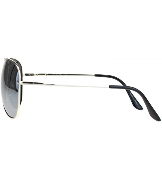 Aviator Mens Color Mirror Classic Pilots Metal Rim Officer Style Sunglasses - Silver Mirror - C318L94GY7O $18.22