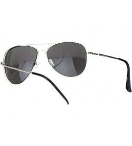 Aviator Mens Color Mirror Classic Pilots Metal Rim Officer Style Sunglasses - Silver Mirror - C318L94GY7O $18.22