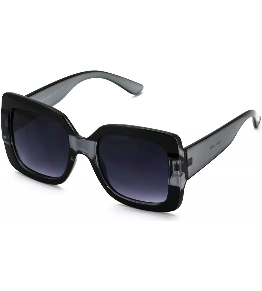 Square Oversized Square Cute Luxury Sunglasses Gradient Lens Vintage Women Fashion Glasses - Black/Gray - CM18KCQKE90 $19.44
