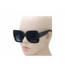 Square Oversized Square Cute Luxury Sunglasses Gradient Lens Vintage Women Fashion Glasses - Black/Gray - CM18KCQKE90 $19.44