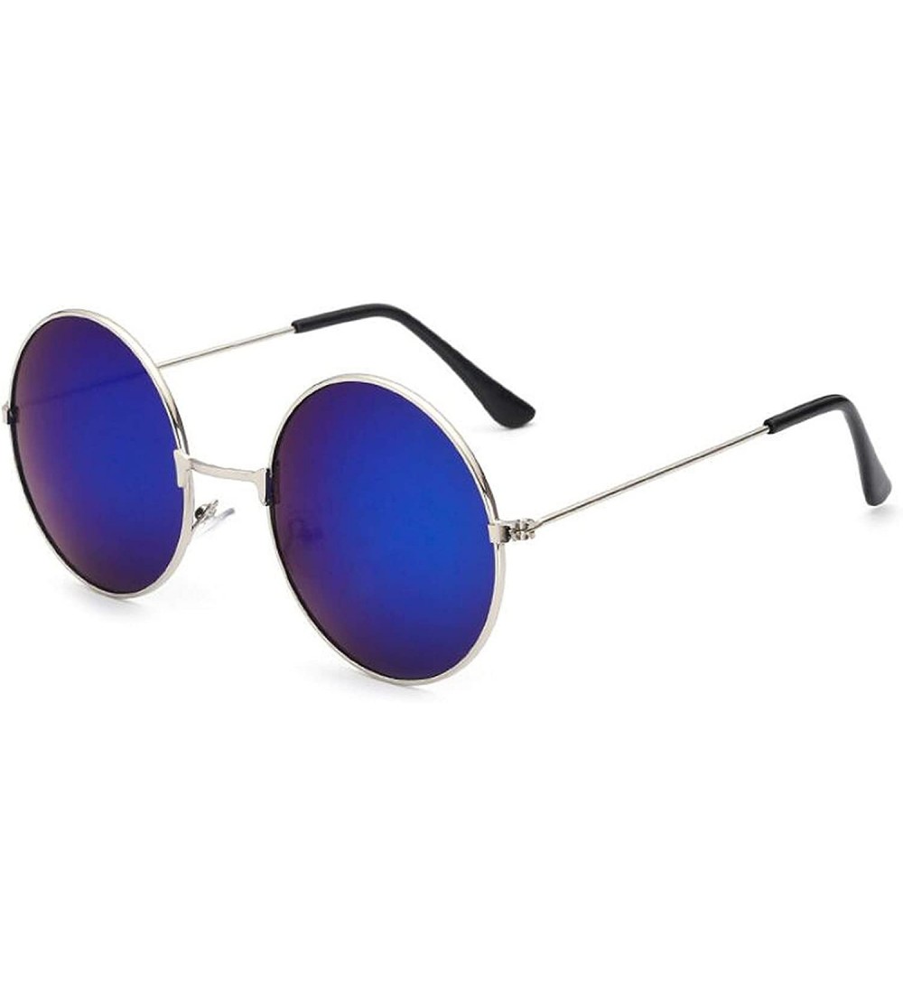 Oversized 2019 Round Sunrods Occulos Of Male Soil Fashion Colorful Design Sun Glasses - Blue - CY18WD6LSXX $38.12