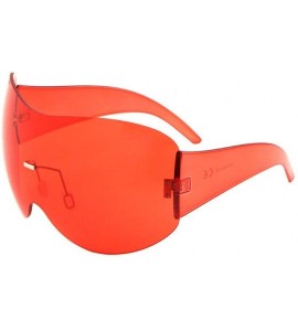 Rimless Alps Rimless Oversized Mono One Piece Shield Sunglasses - Red Transparent Frame - CU188TO30IG $26.76