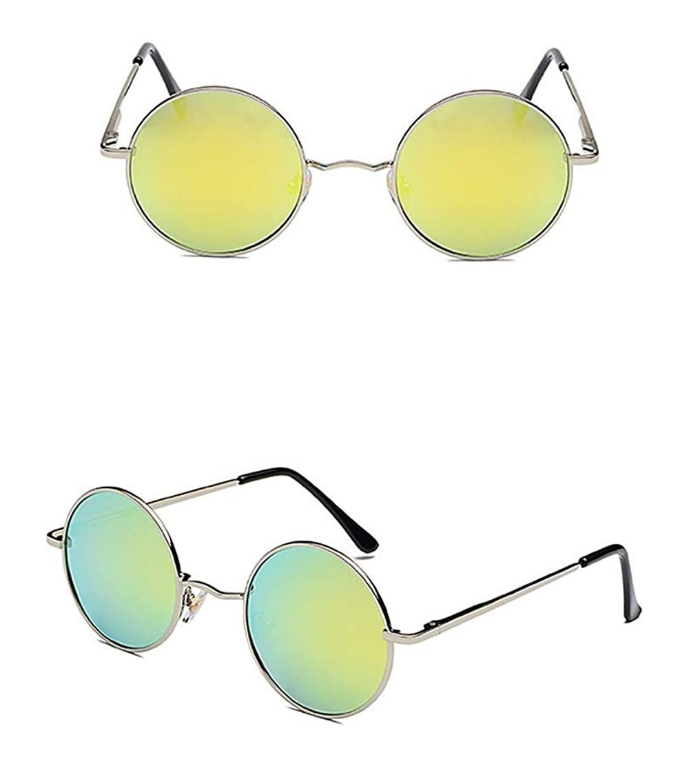 Oval Hippie Sunglasses WITH CASE Retro Classic Circle Lens Round Sunglasses Steampunk Colored - CY192ONSAO7 $24.17