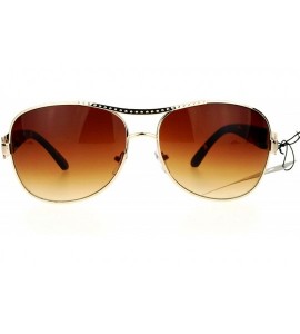 Aviator Unique Shape Aviator Sunglasses Womens Luxury Chain Design Aviators UV 400 - Gold Tortoise - CE188I582MS $18.20