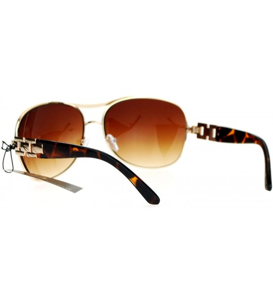 Aviator Unique Shape Aviator Sunglasses Womens Luxury Chain Design Aviators UV 400 - Gold Tortoise - CE188I582MS $18.20