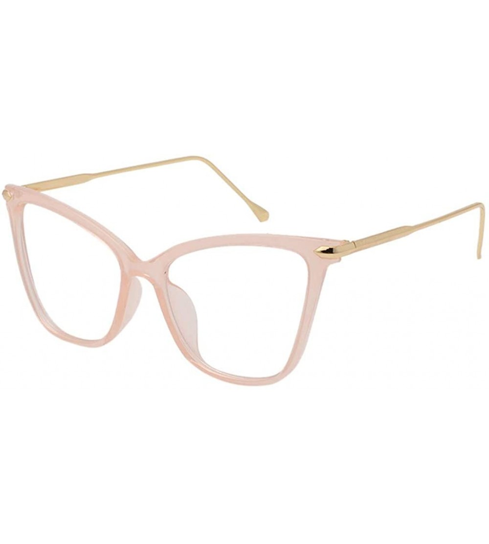 Round Nerd Glasses Classic Fashion Frame Clear Lens Square Round Rectangle - Pink - CV18Z32IISD $18.94