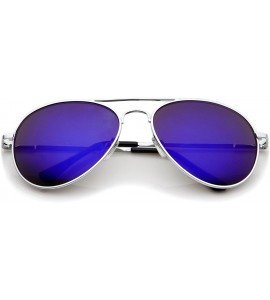 Aviator Premium Full Mirrored Aviator Sunglasses w/Flash Mirror Lens - 3 Pack Silver - Blue - CM116RH62Z9 $29.05