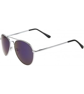 Aviator Premium Full Mirrored Aviator Sunglasses w/Flash Mirror Lens - 3 Pack Silver - Blue - CM116RH62Z9 $29.05