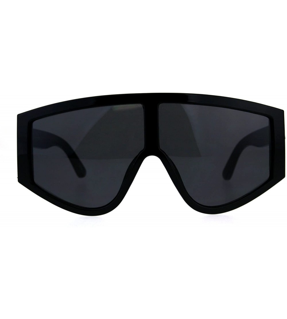 Oversized Robotic Mens Mob 80s Flat Top Large Plastic Sunglasses - Shiny Black - CD18C9EYAG8 $19.50