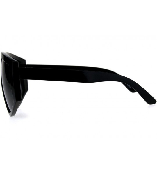 Oversized Robotic Mens Mob 80s Flat Top Large Plastic Sunglasses - Shiny Black - CD18C9EYAG8 $19.50