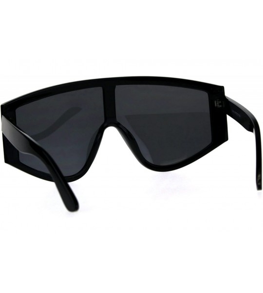 Oversized Robotic Mens Mob 80s Flat Top Large Plastic Sunglasses - Shiny Black - CD18C9EYAG8 $19.50