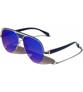 Aviator Cincinnati Curved Flat Lens Aviator Sunglasses - Blue - CJ1972K84LR $27.25