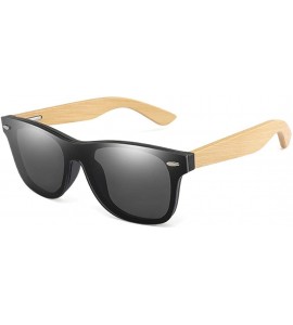 Rimless Bamboo Wood Arms Sunglasses Women Men Rimless Mirror Driving Glasses - CM18TAMU3HA $20.33