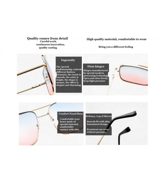 Oversized Big Frame Bicolor Retro Sunglass - Double Beam Ocean Sheet Metal Square Spring-Leg Sunglass - CO18NRRW0NL $20.93