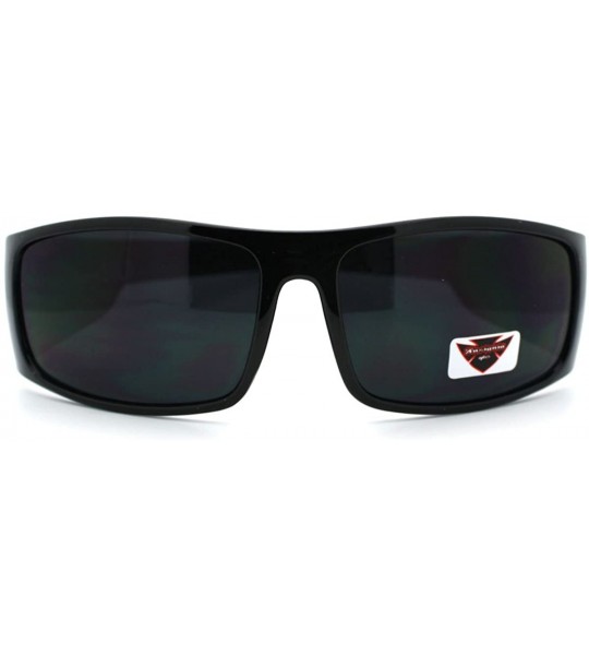 Sport Insignia Optics Classic Men's Thick Temple Warp Around Biker Style Sunglasses - Black - C811YKD6405 $16.75