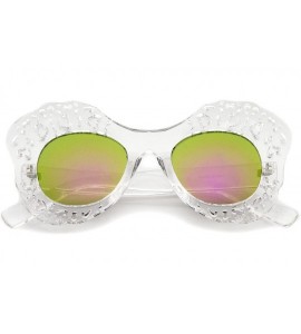 Butterfly Transparent Cutout Frame Colored Mirror Lens Oversize Butterfly Sunglasses 49mm - Clear / Purple Mirror - C912LBRXX...