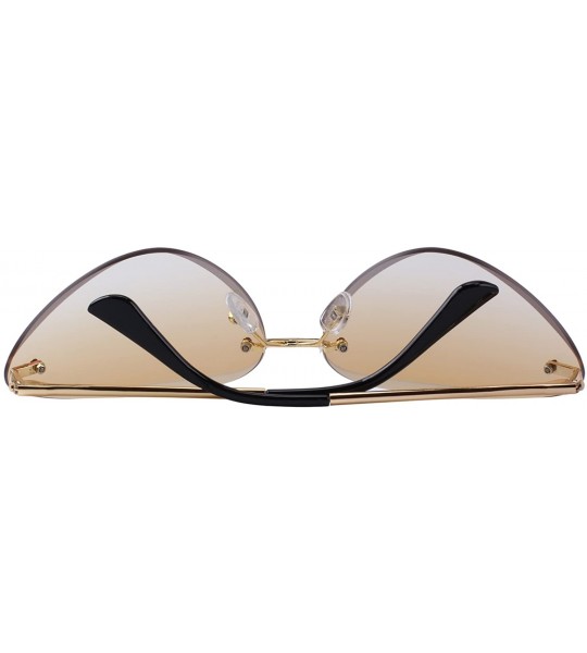 Cat Eye Women Rimless Cat Eye Sunglasses Gradient Lens UV400 S6158 - Brown - CY18D6805YR $24.12