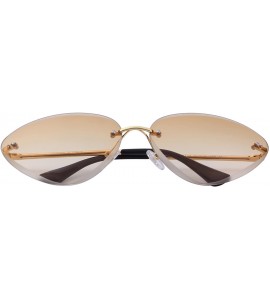 Cat Eye Women Rimless Cat Eye Sunglasses Gradient Lens UV400 S6158 - Brown - CY18D6805YR $24.12