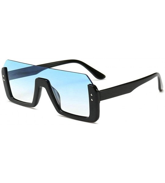 Goggle Ultra light New Rectangular Frame One-piece Lady Sunglasses Brand Designer Rivet Men Goggle - Blue - CT18WWK97GE $23.18