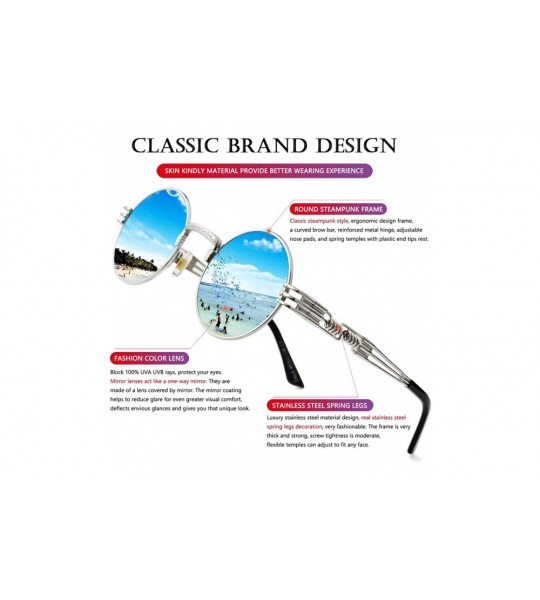 Shield Round Steampunk Sunglasses John Lennon Hippie Glasses Metal Frame 100% UV Blocking Lens - C01908IEO3I $42.30