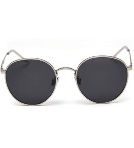 Round Metal Round Sunglasses Women Polarized Retro Sun Glasses for Men Driving Eyewear - Silver With Black - CR18X56G3UC $27.69