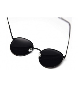 Round Metal Round Sunglasses Women Polarized Retro Sun Glasses for Men Driving Eyewear - Silver With Black - CR18X56G3UC $27.69