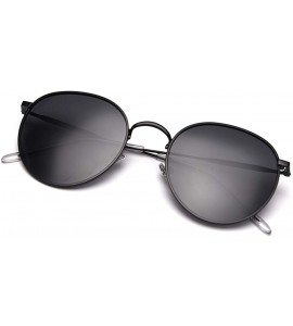 Round Metal Round Sunglasses Women Polarized Retro Sun Glasses for Men Driving Eyewear - Silver With Black - CR18X56G3UC $27.69