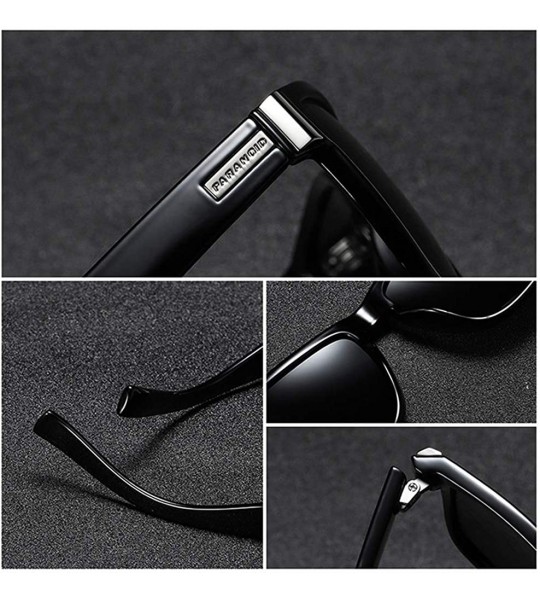 Square Retro Polarized Sunglasses for Men and Women Classic Vintage Square Sun Glasses UV400 Protection - Black/Orange - CR19...