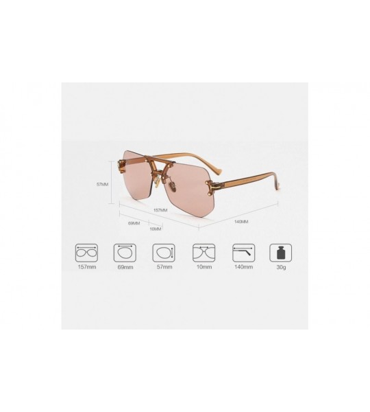 Rimless Unisex Rimless Irregular HD Sunglasses for Driving Fishing UV Protection - Transparent&brown - C118DC9IZDG $31.58