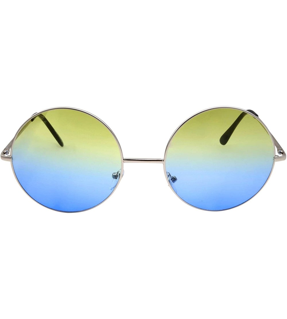 Round Dessert Flavor Inspired Hippie Retro Sunglasses 70's Oversize Circle Lens Round Lennon - Pina Colada - CZ12O23XPGI $20.49