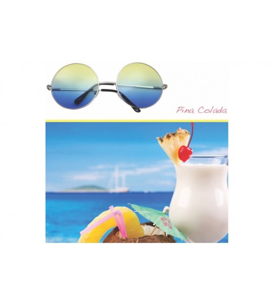 Round Dessert Flavor Inspired Hippie Retro Sunglasses 70's Oversize Circle Lens Round Lennon - Pina Colada - CZ12O23XPGI $20.49