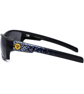 Rectangular Mens 90s Warp Skater Digital Camo Print Arm Sunglasses - Black White Blue - CK197EHK7SH $22.71