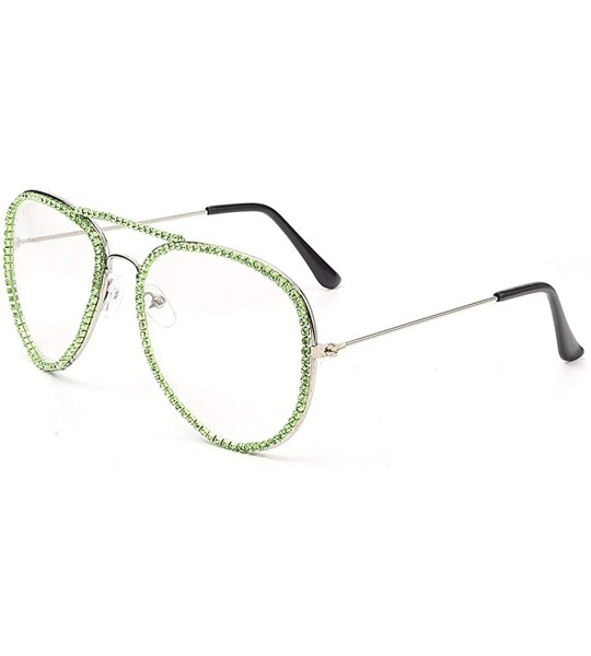 Round Sparkling Crystal Round Sunglasses UV Protection Rhinestone Sunglasses - Green Transparent - CK190L306AR $26.93