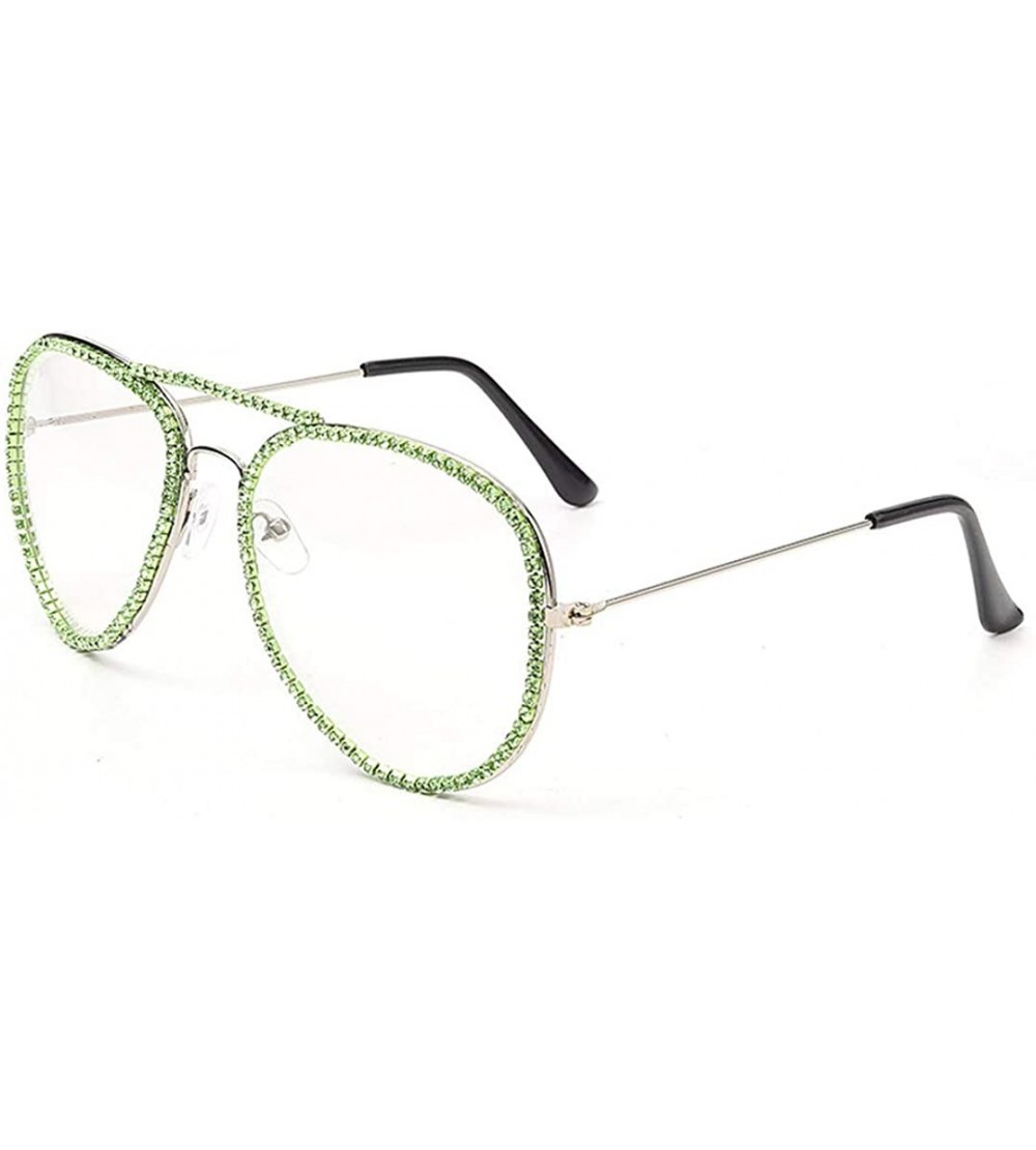 Round Sparkling Crystal Round Sunglasses UV Protection Rhinestone Sunglasses - Green Transparent - CK190L306AR $26.93