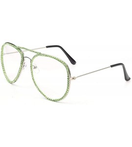 Round Sparkling Crystal Round Sunglasses UV Protection Rhinestone Sunglasses - Green Transparent - CK190L306AR $26.93