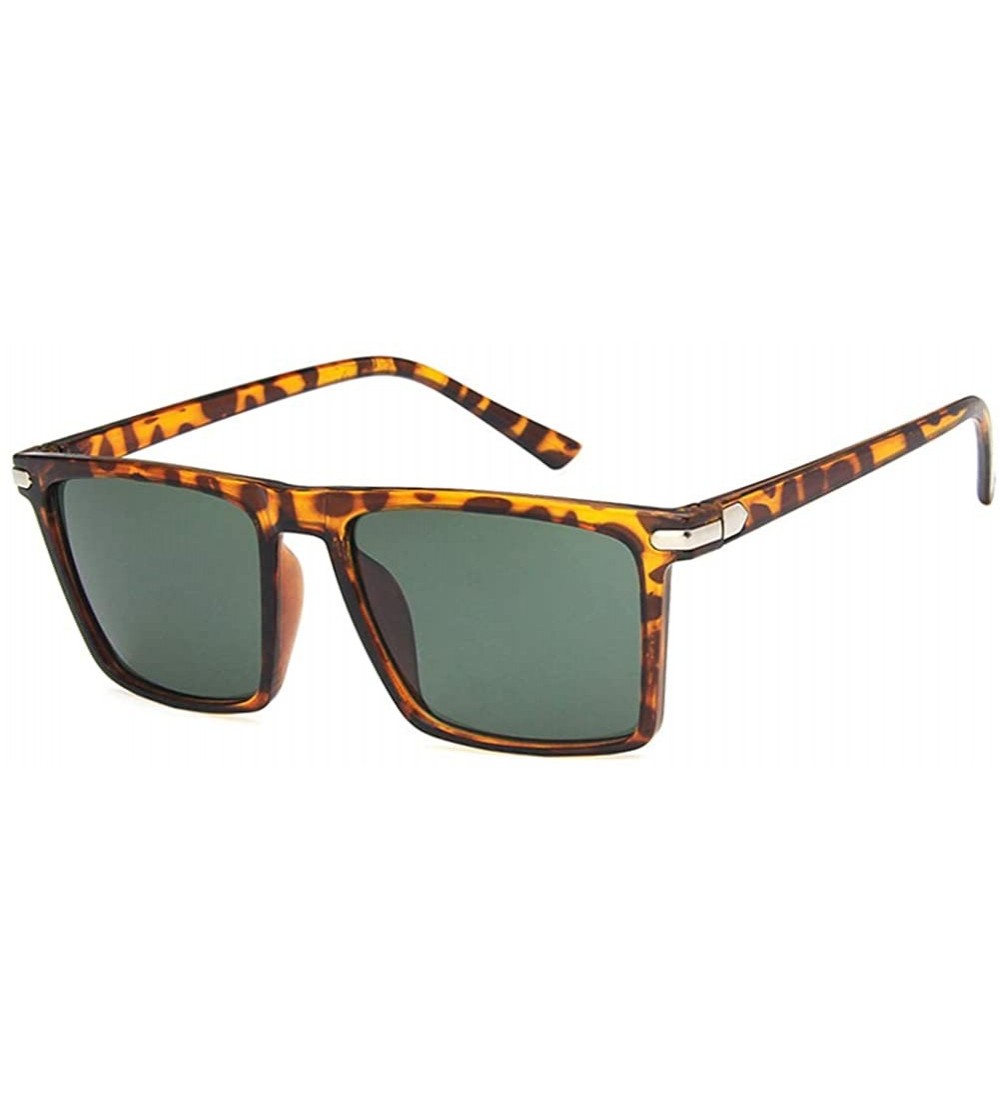 Rectangular Unisex Sunglasses Fashion Bright Black Grey Drive Holiday Rectangle Non-Polarized UV400 - Leopard Green - CT18RLI...