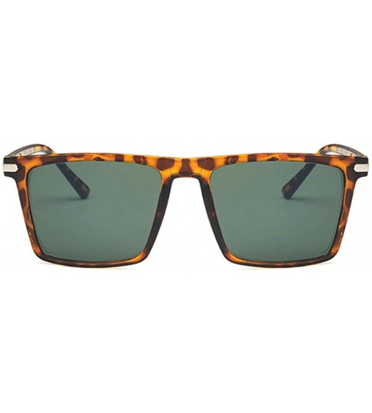 Rectangular Unisex Sunglasses Fashion Bright Black Grey Drive Holiday Rectangle Non-Polarized UV400 - Leopard Green - CT18RLI...