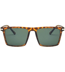 Rectangular Unisex Sunglasses Fashion Bright Black Grey Drive Holiday Rectangle Non-Polarized UV400 - Leopard Green - CT18RLI...