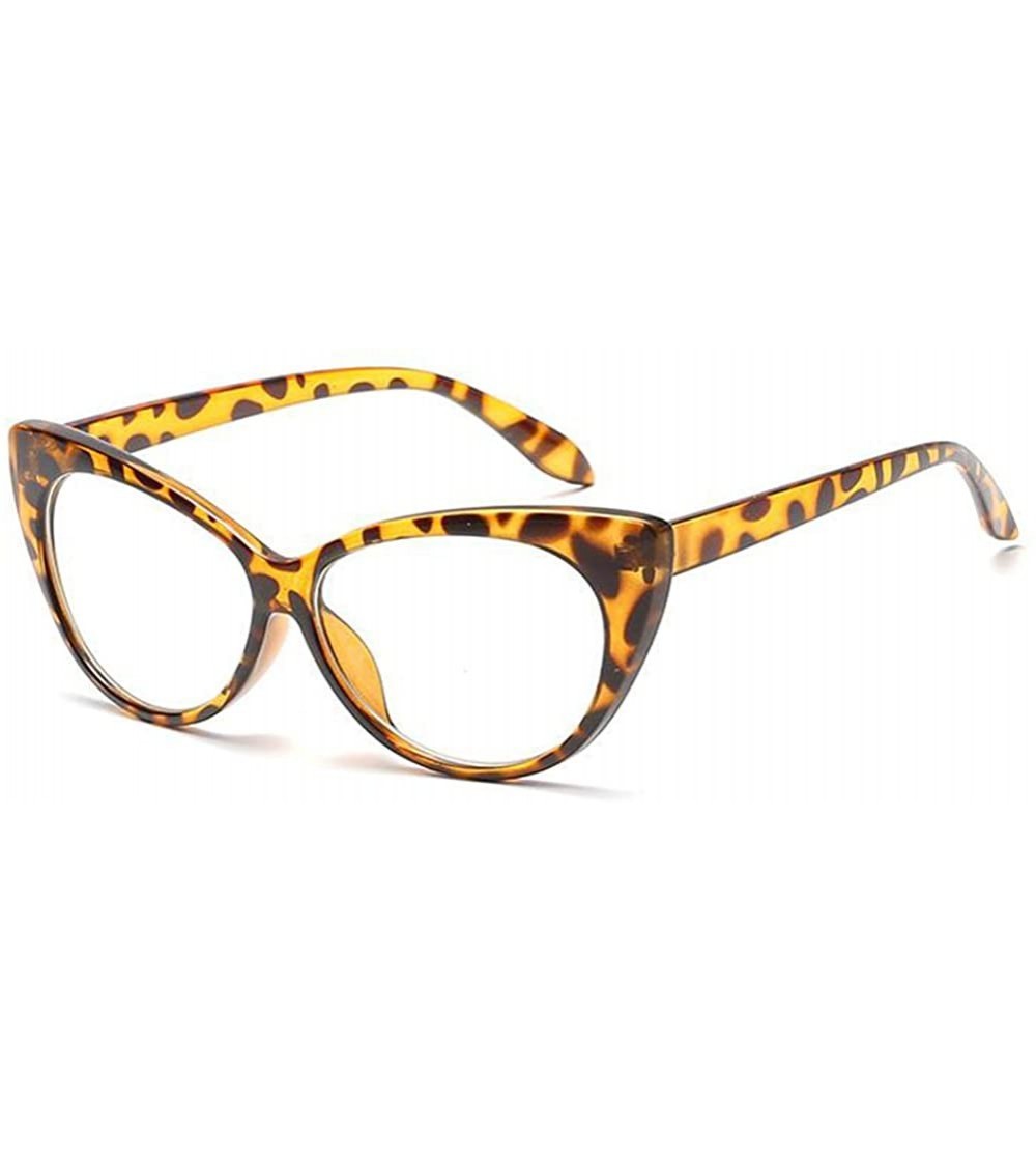 Cat Eye Ladies Cat Eye Glasses Vintage Fashion Clear Lens Eyewear - Leopard - CM189LD4GMO $17.21