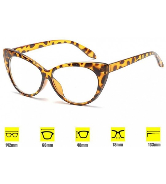 Cat Eye Ladies Cat Eye Glasses Vintage Fashion Clear Lens Eyewear - Leopard - CM189LD4GMO $17.21