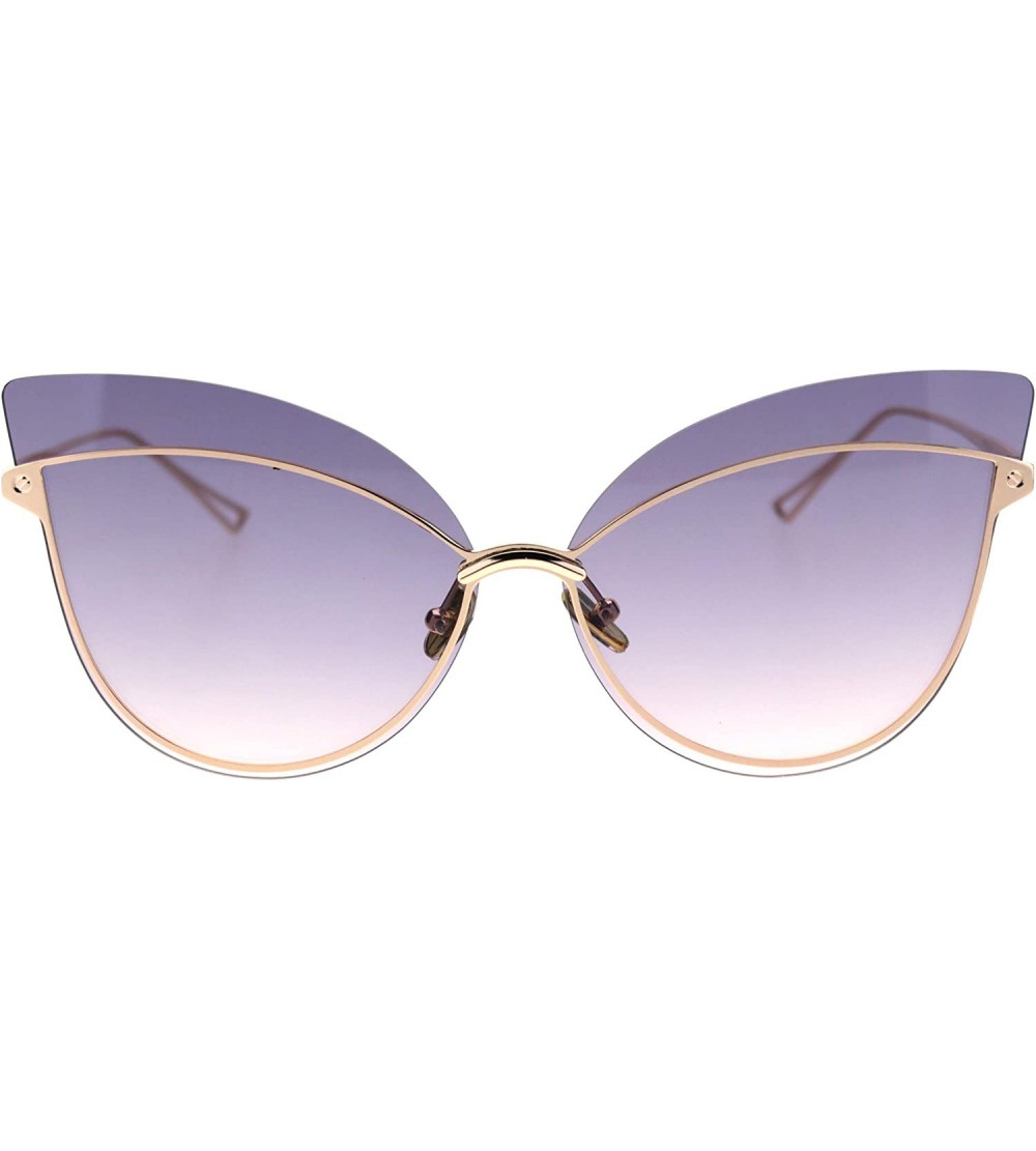 Cat Eye Womens Diva Retro Gothic Exposed Lens Oversize Cat Eye Sunglasses - Gold Black Pink - C118SAYLCY9 $26.94
