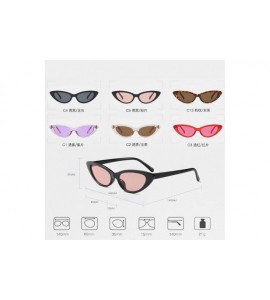 Oval Cat Eye Small Sunglasses Small Narrow Oval Vintage Retro Mini eyewear - Bright - C518DW8ET42 $19.79