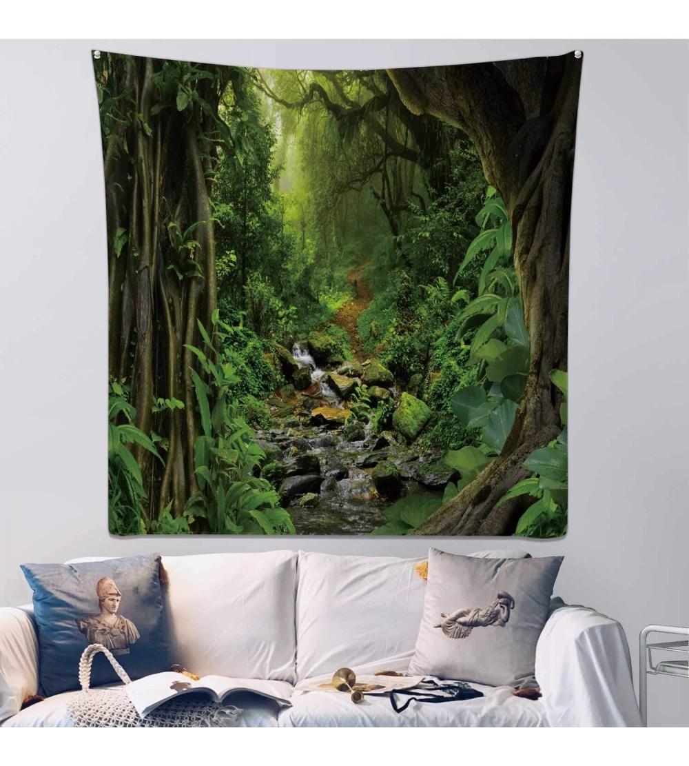 Goggle Aa Tropical Jungle with River-Wall Hanging Tapestry for Decor 39.3X39.3Inch - Color 14 - C11992INQSK $54.20