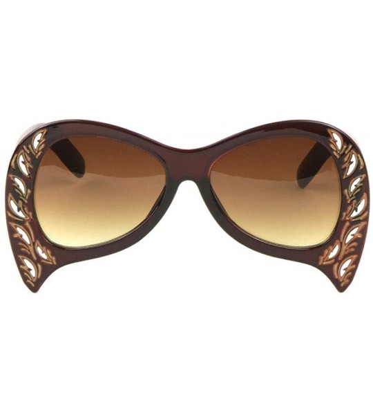 Cat Eye Upside Down Cat Eye Frontal Color Print Sunglasses - Brown - CG19880AHKT $26.23