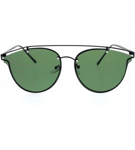 Butterfly Womens Sunglasses Trendy Arched Metal Top Rims Behind Lens UV 400 - Black (Green) - CQ186L6TT98 $23.02