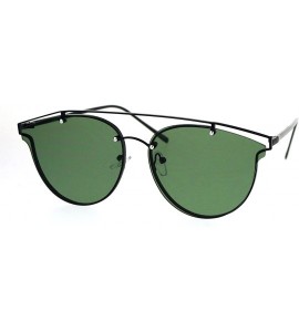 Butterfly Womens Sunglasses Trendy Arched Metal Top Rims Behind Lens UV 400 - Black (Green) - CQ186L6TT98 $23.02