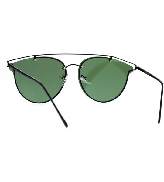 Butterfly Womens Sunglasses Trendy Arched Metal Top Rims Behind Lens UV 400 - Black (Green) - CQ186L6TT98 $23.02