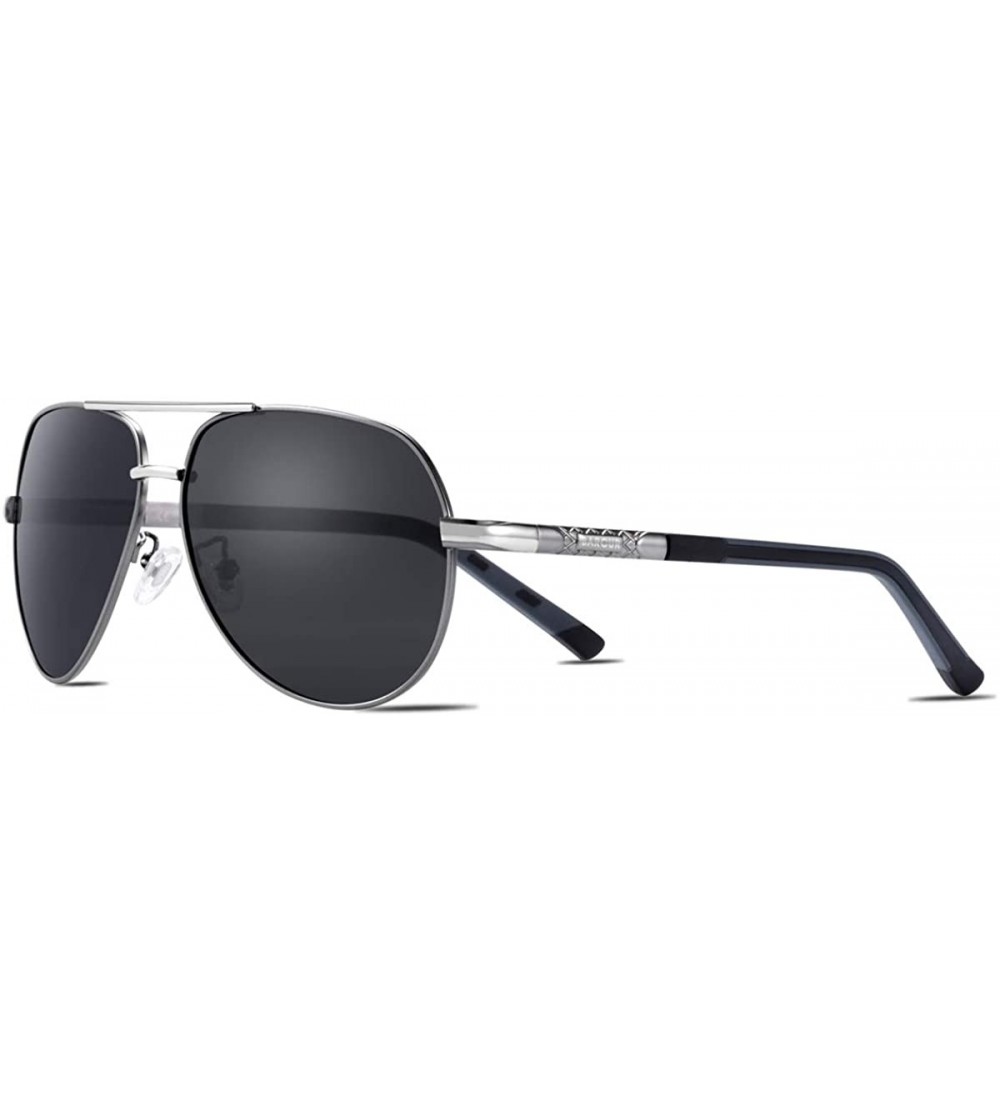 Aviator Polarized Aviator Sunglasses/Night Vision Glasses for Driving Men Women - Gun-gray01 - C3190XIWZKR $43.28