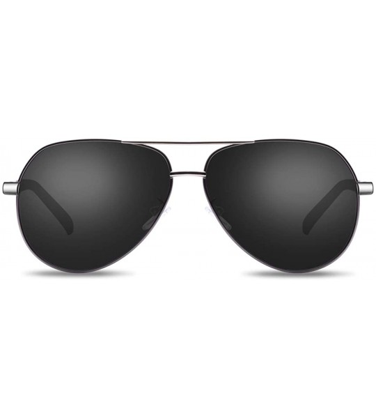 Aviator Polarized Aviator Sunglasses/Night Vision Glasses for Driving Men Women - Gun-gray01 - C3190XIWZKR $43.28